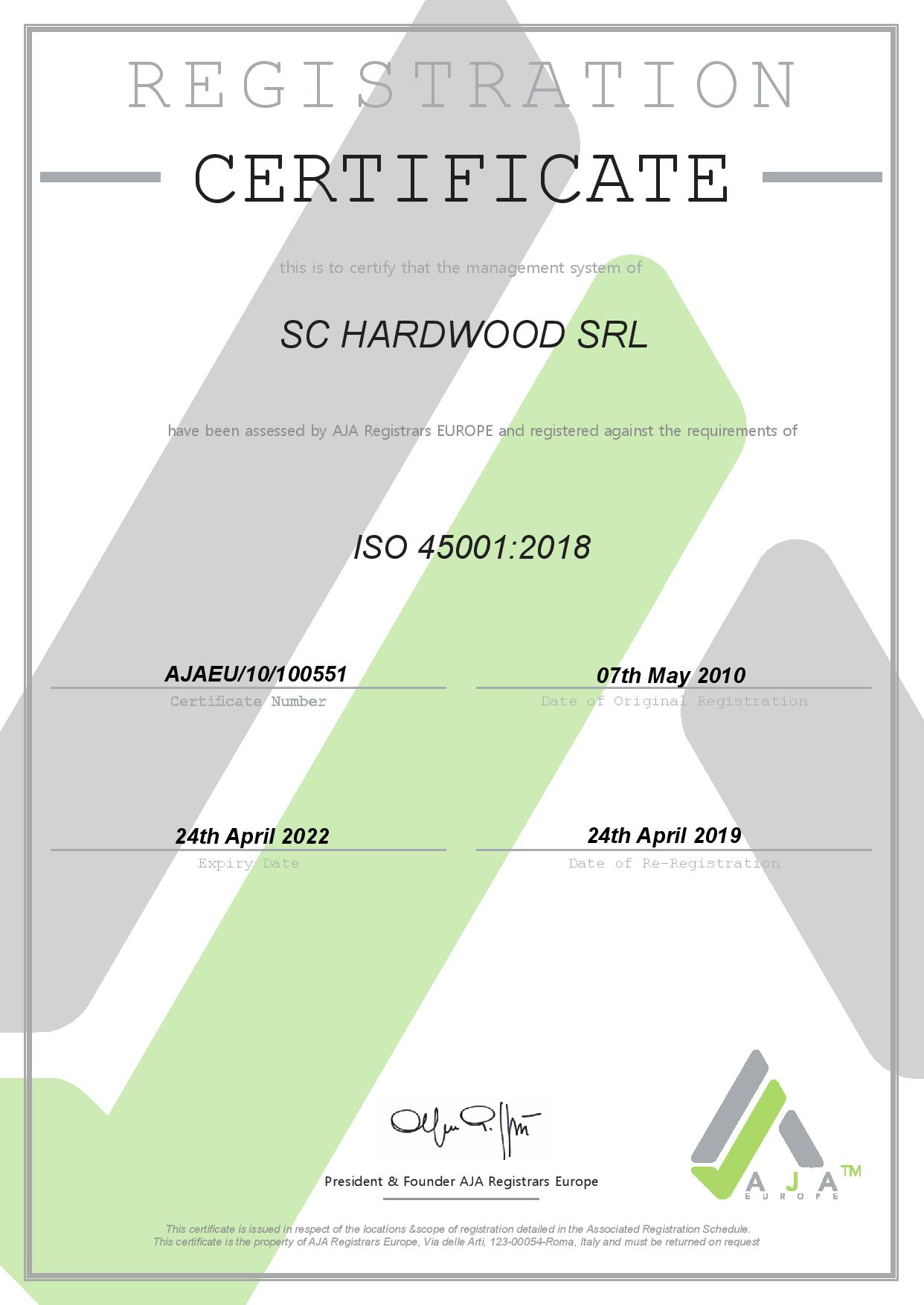 CERTIFICAT - HARDWOOD - 45001 2019-2022-page-001